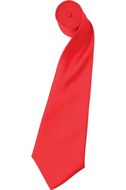 Image of Premier Premier Men Plain Satin Tie (Narrow Blade) in Red Red One Size Male 5054171869350