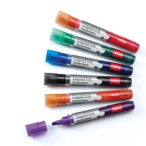 Nobo 1901419 Liquid Ink Drywipe Markers Pack of 6