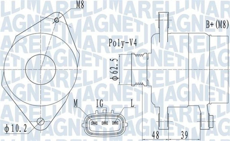 Image of MAGNETI MARELLI Alternator MAGNETI MARELLI 063731517010