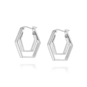 image of Daisy London Jewellery 925 Sterling Silver Kamala Huggie Hoop Earrings Sterling Silver