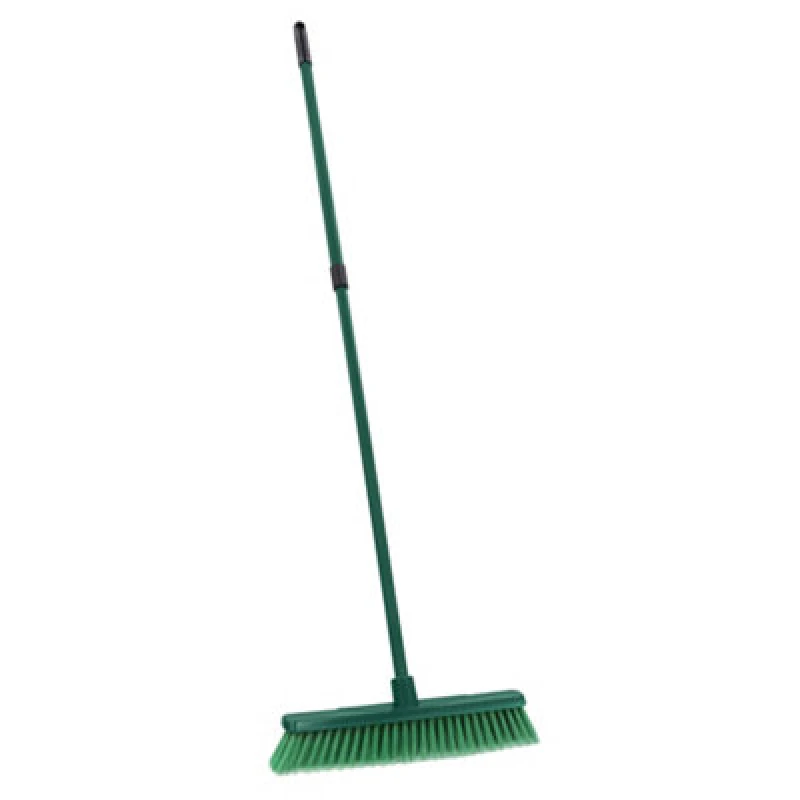 Image of JVL Outdoor Soft Bristle Broom with Telescopic Handle - Green Green