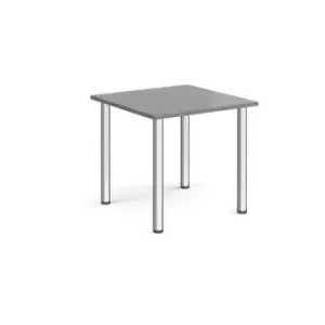 image of Rectangular chrome radial leg meeting table 800mm x 800mm - onyx grey