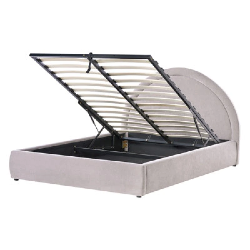 Image of Beliani Ottoman Bed Chenille Mouzon 140 X 200 Cm (Eu Double) Taupe
