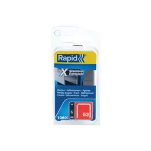 image of Rapid 40109509 53/6B 6mm Stainless Steel Fine Wire Staples (Box 1080) RPD40109509