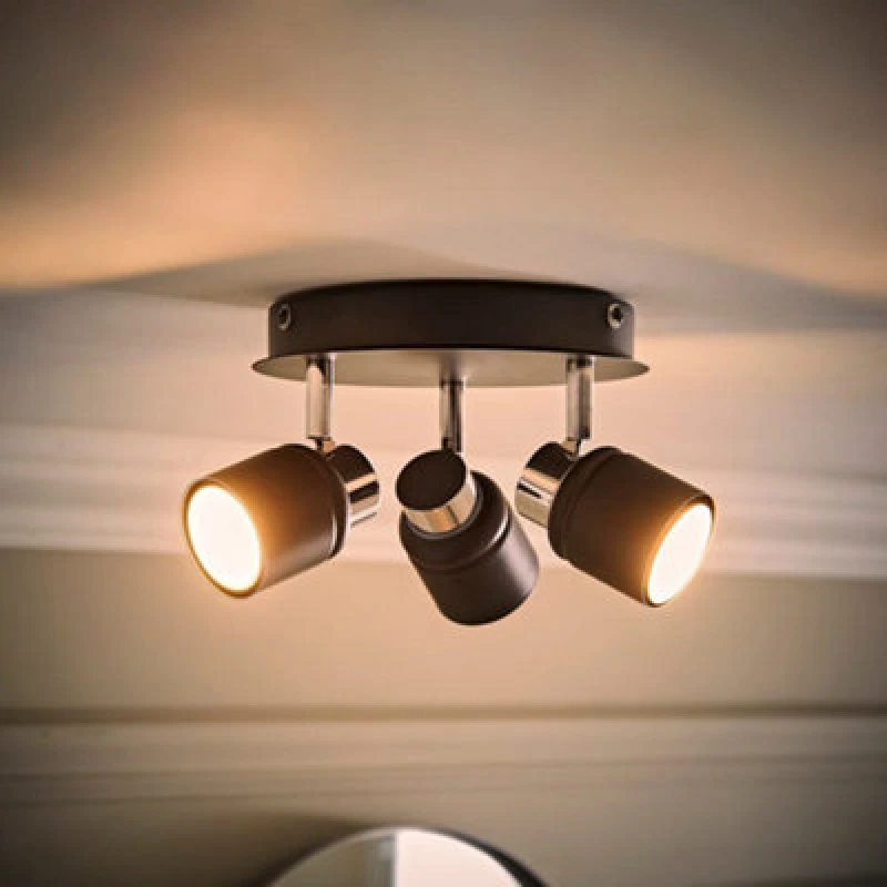 Image of ValueLights ValueLights Benton Spotlight IP44 Bathroom 3 Way Ceiling Light with Warm LED Bulbs in Black One Size Unisex 5059406023323