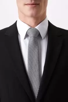 Image of Mens Regular Grey Tonal Puppytooth Tie With Tie Clip