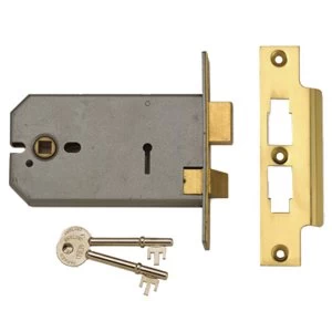 Image of Union 2077-5 3 Lever Horizontal Mortice Lock Polished Brass 124mm