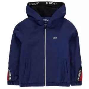 Lacoste Tape Sleeve Hooded Rain Jacket - Blue