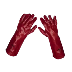 image of Worksafe Red PVC Gauntlets 450mm - Pack of 12 Pairs - 9114.12