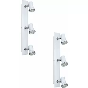 Image of 2 PACK Wall Flush Ceiling Light IP44 Bathroom Colour White Chrome GU10 3x3.3W