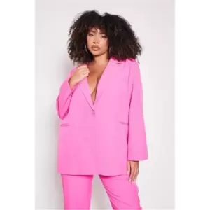 Image of I Saw It First Pink Plus Size Woven Single Breasted Tailored Blazer - Pink