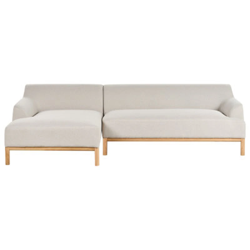 Image of Beliani Corner Sofa 3 Seater Sosjo Fabric Light Beige Right Hand