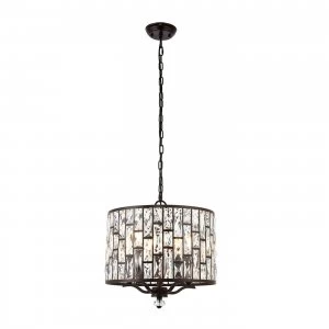 image of 5 Light Ceiling Pendant Dark Bronze, Clear Crystal, E14