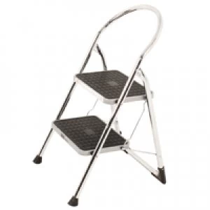 Image of Slingsby Chrome High Back Folding 2 Tread Step Stool 321677