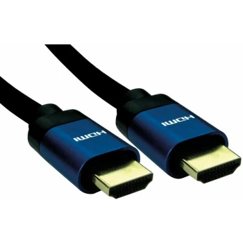 image of 16-1750 0.5m 8K HDMI 28AWG Blue Hood Black Braided Cable - Truconnect