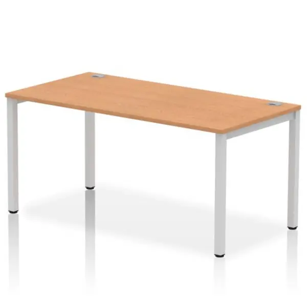 Image of Impulse Bench Single Row 1600 Silver Frame Office Bench Desk Oak