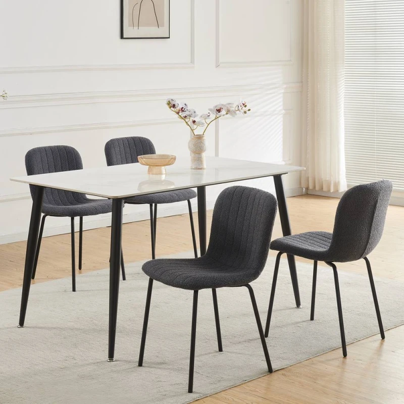Image of MCC Direct Bella Luxe Set of 4 Teddy Faux Fur Dining Chairs in Dark Grey Dark Grey Unisex