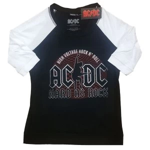 Image of AC/DC - Hard As Rock Ladies Large T-Shirt - Black,White