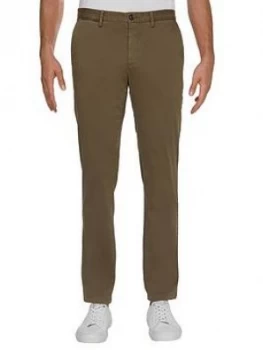 Image of Tommy Hilfiger Denton Th Flex Satin Chinos, Military Green, Size 28, Inside Leg Regular, Men