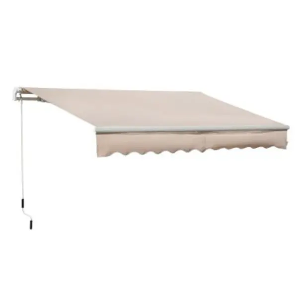 Image of Outsunny 4x2.5m Manual Awning Window Door Sun Weather Shade with Handle Beige