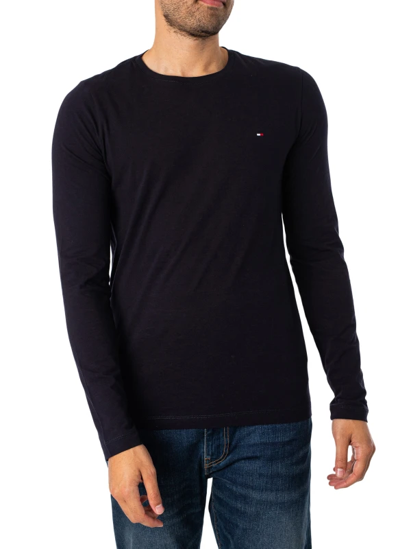 Image of Tommy Hilfiger Stretch Extra Slim Fit Longsleeved T-Shirt Desert Sky XXL