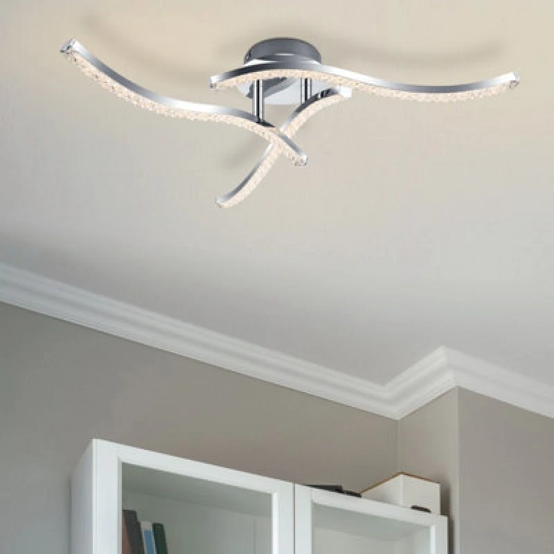 Image of Cosylyte Kenworth 3 Light Integrated LED Modern Wavy Ceiling Light - Chrome
