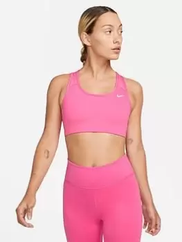 Image of Nike Swoosh Medium Support Bra, Pink/White, Size L, Women