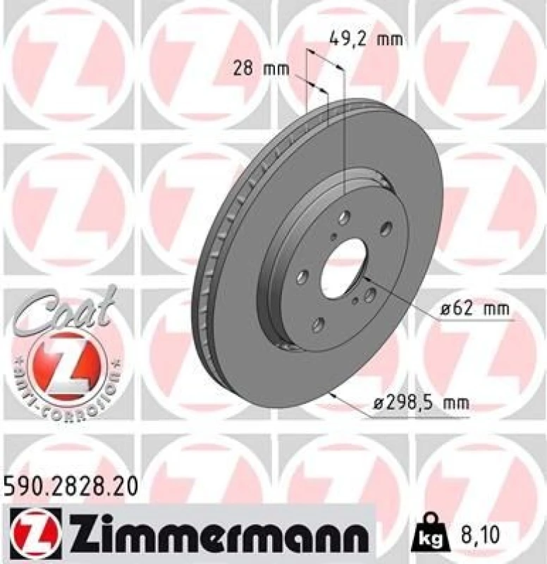 Image of ZIMMERMANN Brake disc ZIMMERMANN 590.2828.20