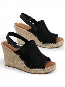 image of Toms Monica Wedges - Black, Size 7, Women