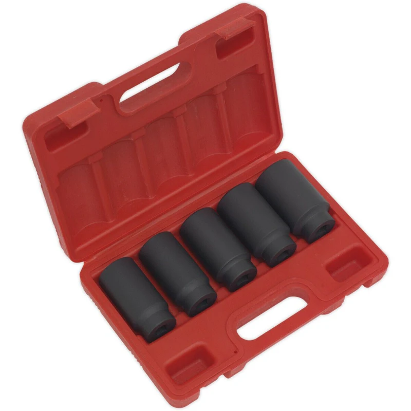 Image of Loops 5 PACK - 29mm to 36mm DEEP Impact Socket Set - 1/2" Square Drive - 6 Pt Hub Nut Multi