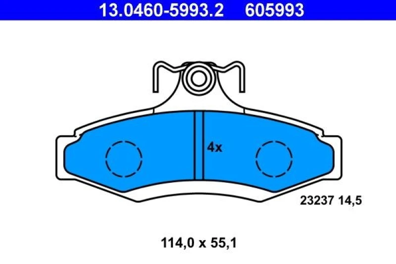 Image of ATE 13.0460-5993.2 Brake pad set excl. wear warning contact Brake Pad Set,disc brake (402)