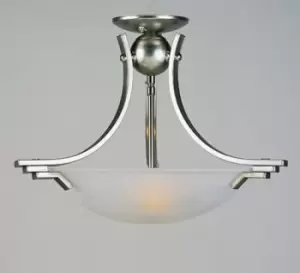 image of Amora Semi Flush Satin Nickel Bowl Semi Flush Ceiling Light