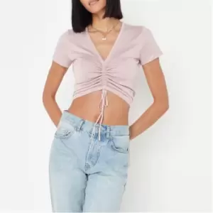 Missguided Front Short Sleeve Top - Pink