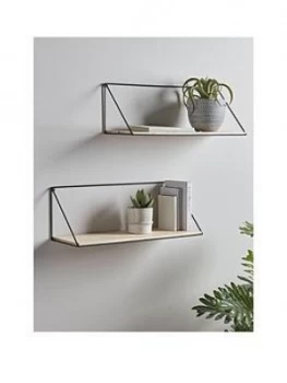 image of Cox & Cox Set Of 2 Industrial Wood & Metal Shelves