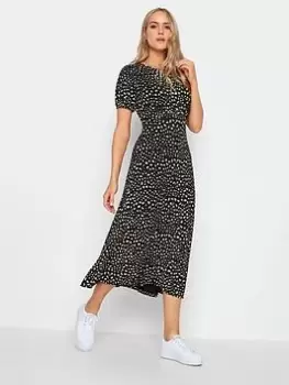 Image of Long Tall Sally Long Tall Sally Black Stone Markings Flutter Sleeve Tea Dress, Black, Size 12, Women