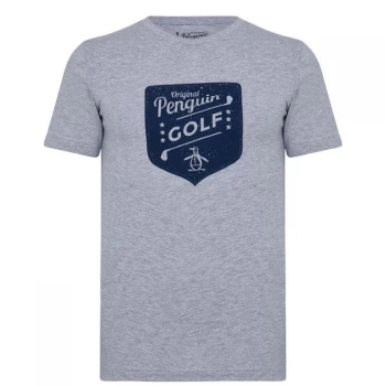 Image of Original Penguin Sleeve Heath OPG T-Shirt - Heather Gray
