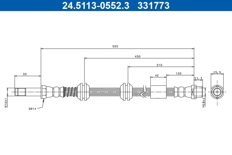 Image of Brake hose ATE 24.5113-0552.3