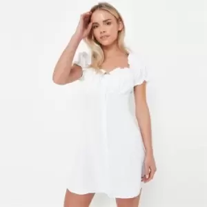 Missguided Linen Milkmaid Button Through - White