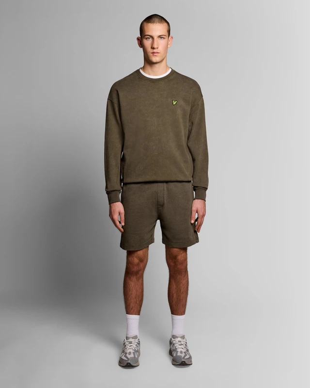 Image of Lyle & Scott Mens Heavy Wash Cotton Sweat Shorts in Black