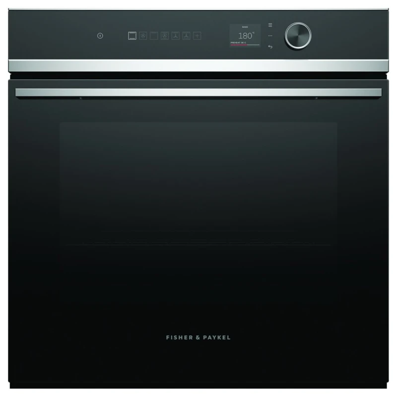 Image of Fisher & Paykel Series 7 Contemporary OB60SD13PLX1 WiFi Connected Built In Electric Single Oven with Pyrolytic Cleaning - Black / Stainless Steel - A