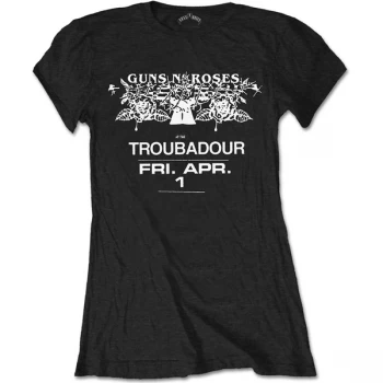 Image of Guns N' Roses - Troubadour Flyer Womens Large T-Shirt - Black