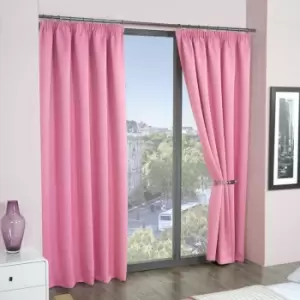 Image of Emma Barclay Cali Thermal Woven Blackout Pencil Pleat Curtains, Pink, 46 x 54 Inch