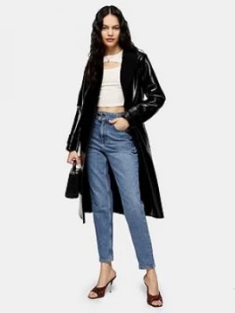 Image of Topshop Tess Borg Coat - Black