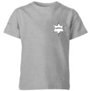 image of Toy Story Sheriff Woody Badge Kids T-Shirt - Grey - 11-12 Years