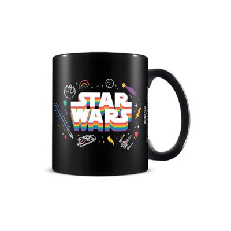 Image of Star Wars Pride Rainbow Logo Mug Black unisex