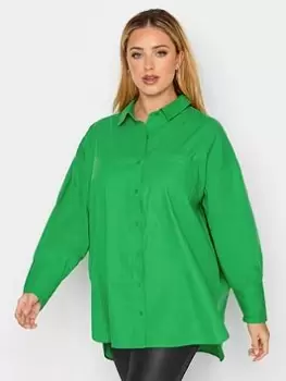 image of Yours Oversized Poplin Shirt Green, Size 16, Women