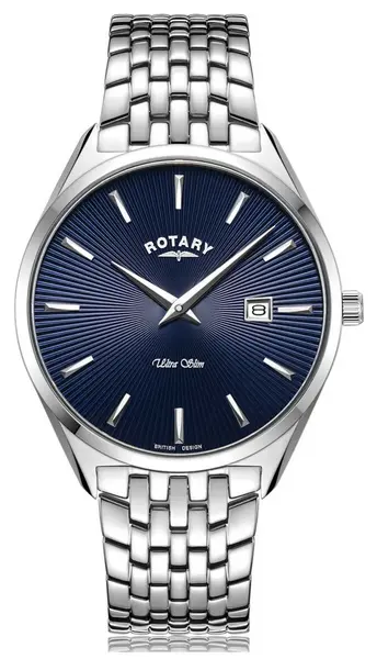 image of Rotary GB08010/05 Ultra Slim Silver Blue Dial Watch