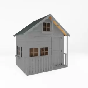 image of Country Living 7ft x 5ft Premium Sandon Double Storey Playhouse with Veranda Painted + Installation - Thorpe Towers Grey