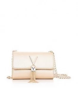 image of Valentino By Mario Valentino Divina Tassel Fold Over Cross Body Bag - Gold