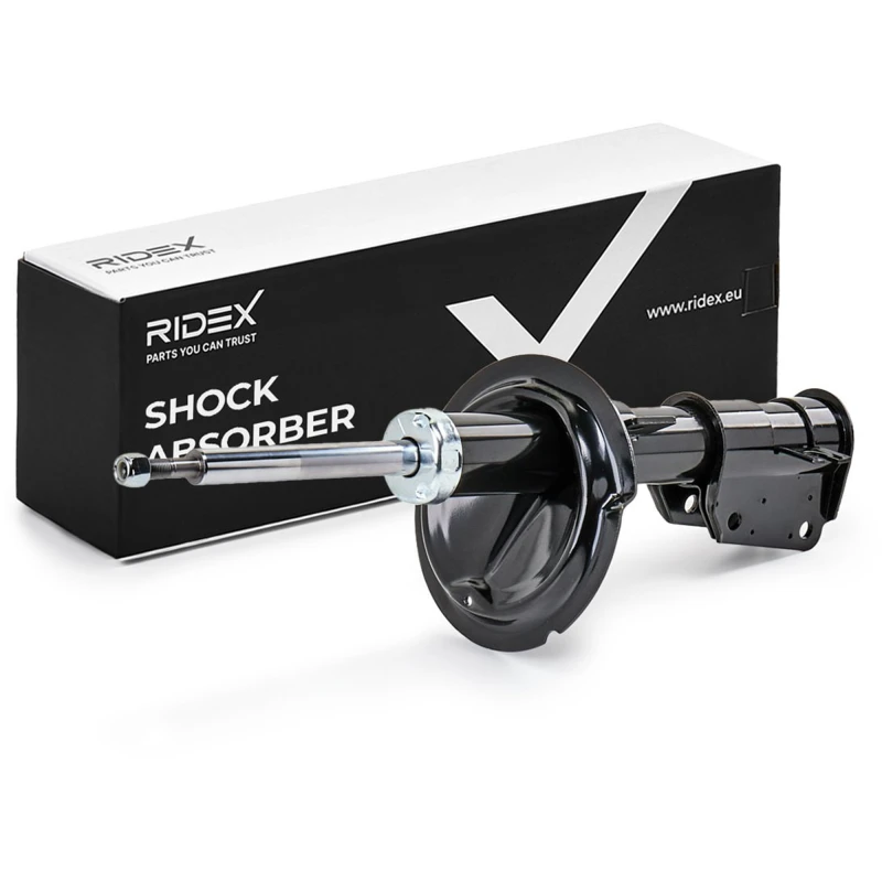 Image of RIDEX 854S1502 Shock absorber Front Axle, Gas Pressure, Suspension Strut, Bottom Clamp Shock Absorber (854)